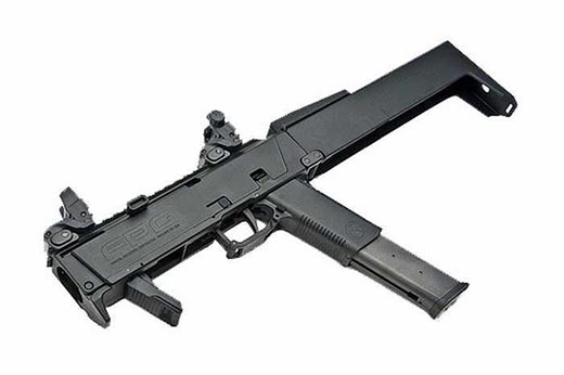 Раскладной страйкбольный пистолет-пулемет Magpul/KWA FPG с отрытыми прицельными приспособлениями